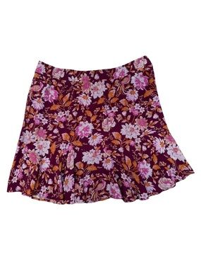 LOFT Floral Ruffle Hem Skirt